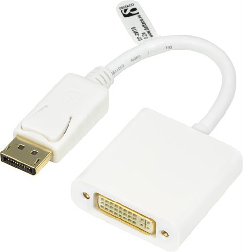 DVI-D til DisplayPort adapter, hvid